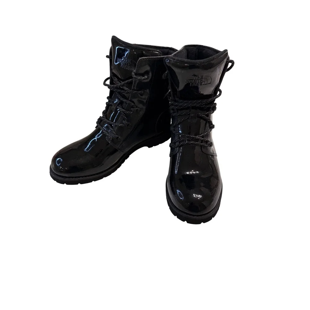 The North Face Ballard Lace‎ Patent Boots Women 7 Black New Waterproof NF0A2UWM